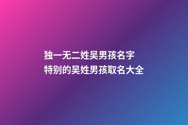 独一无二姓吴男孩名字 特别的吴姓男孩取名大全